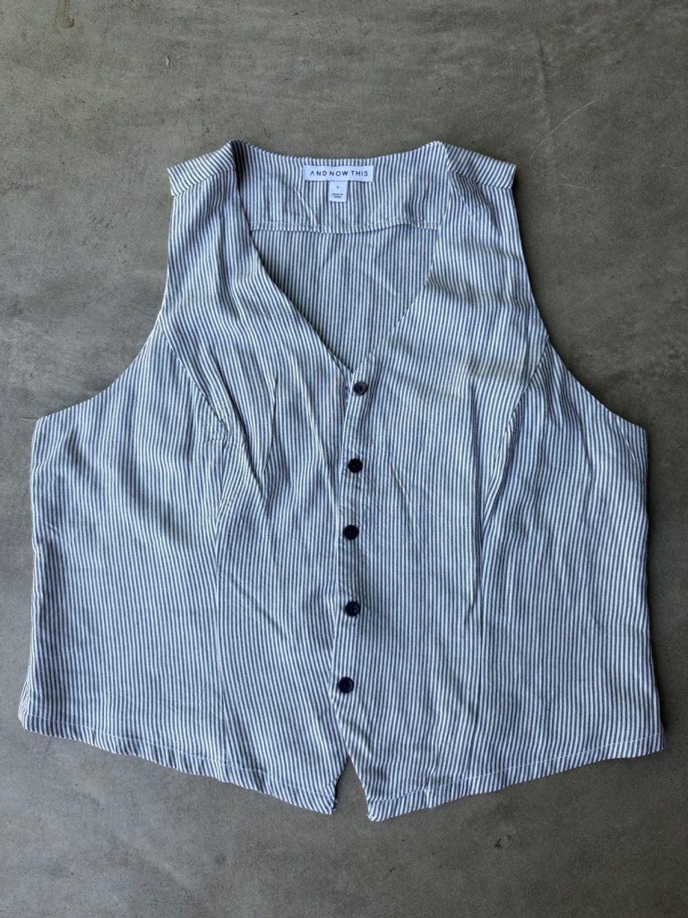 Blue & White Striped Button-Front Vest